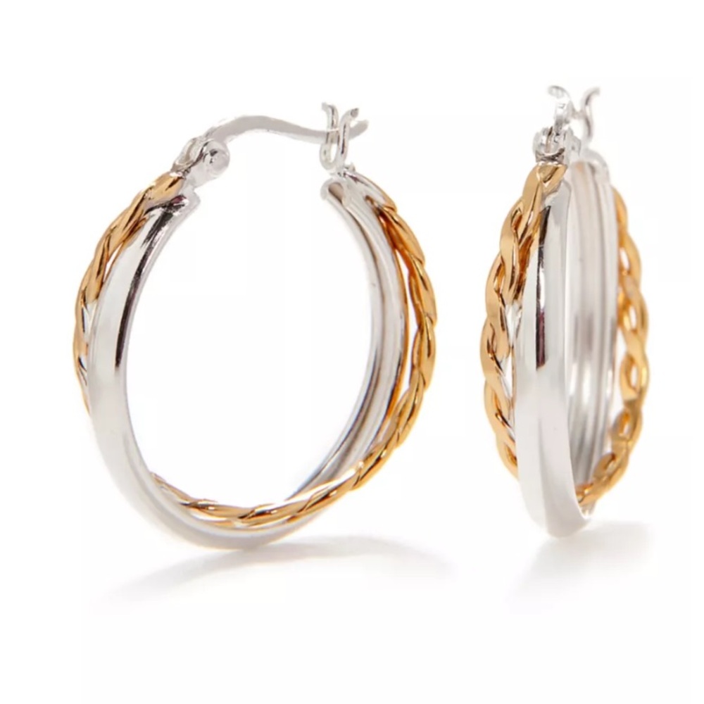 Belk Gold and Silver Braided Hoop Earrings